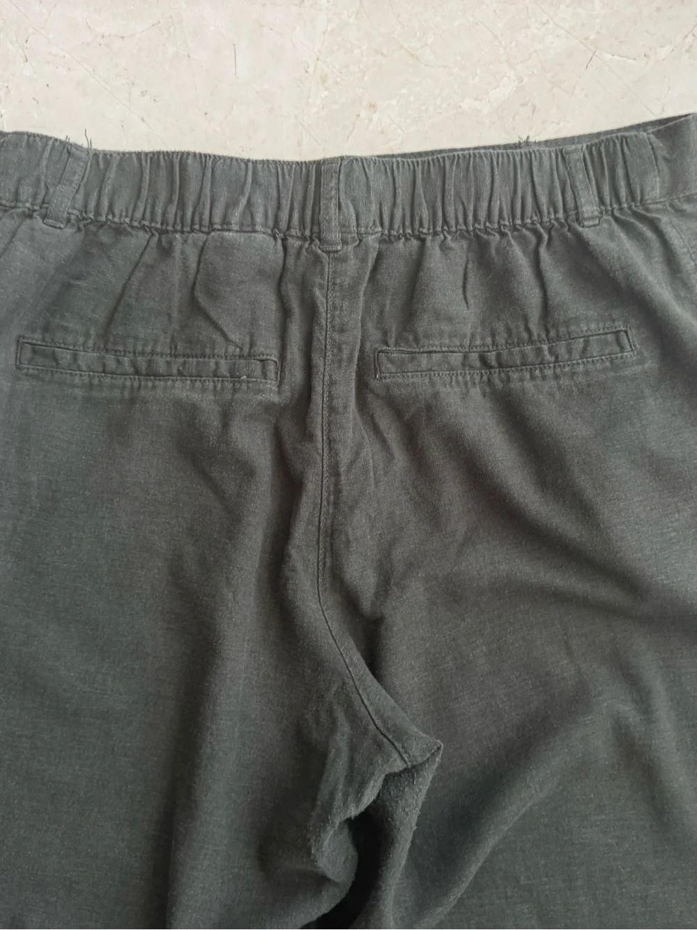 H&M Black / green linen blend Wide-Leg High-Waist Pants